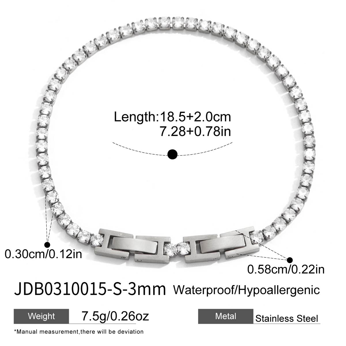 Bracelet en acier – BR0310015-S-3MM