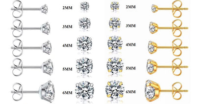 Boucles d’oreilles oxydes 4 griffes 2 à 10mm