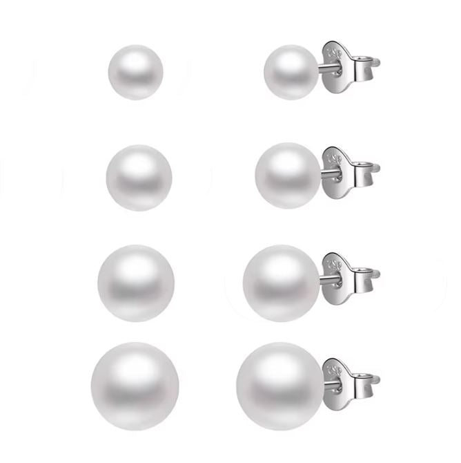 Boucles Perles synthétiques Argent rhodié - Blanches & Grises - 5 à 14mm