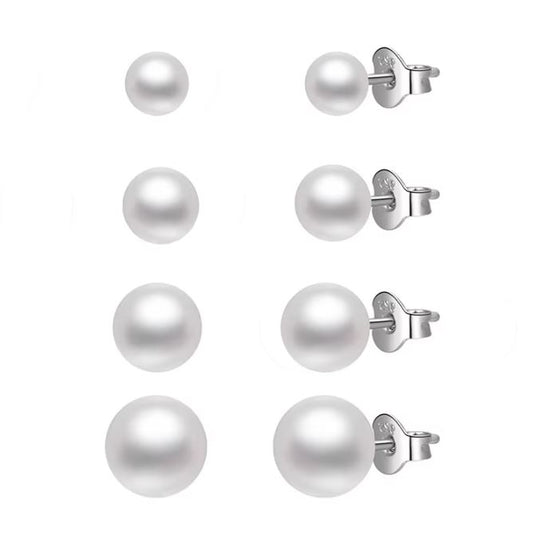Boucles Perles synthétiques Argent rhodié - Blanches & Grises - 5 à 14mm