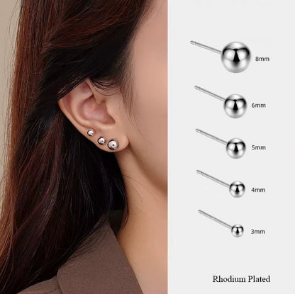 Boucles boules — Argent rhodié & Argent Gold — 3 à 10mm