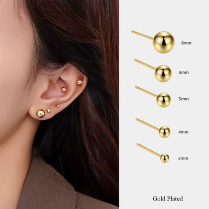 Boucles boules — Argent rhodié & Argent Gold — 3 à 10mm