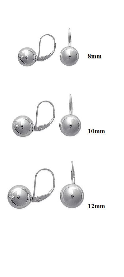 Boucles d'oreilles Dormeuses Boules argent rhodié - 8 à 12mm