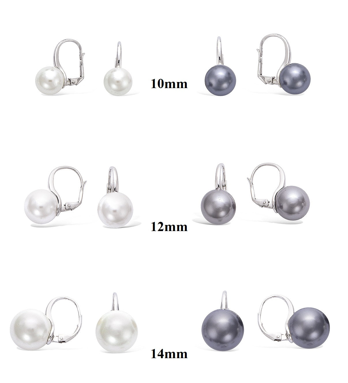 Boucles d'oreilles Dormeuses Perles synthetiques 10 à 14mm