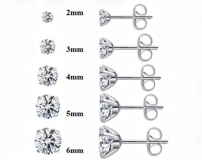 Boucles d’oreilles oxydes 4 griffes 2 à 10mm